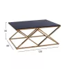 Coffee table HOLLAND  by black glass and gilded framework 120x60x45 cm