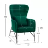 Armchair Velvet Cypress Green with metallic black leg  67x80x102 cm.