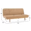 Sofa Bed 3 Seater From Velvet Beige Shade  193x85x88 cm.