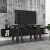 MELAMINE TV FURNITURE BLACK CARBON  160x45x50,7Y cm.