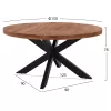 Round Table LEVINHO 6cm thick solid mango wood Φ150x78Η