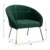 armchair JOYCE, cypress green velvet, metallic legs