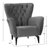 bergere, chesterfield-style, grey velvet, 87x88x100