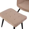 armchair CRAWLEY, beige velvet, footstool, 70x57x103