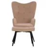 armchair CRAWLEY, beige velvet, footstool, 70x57x103