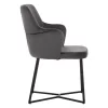 ARMCHAIR “TRIANA”  GREY VELVET WITH BLACK METAL LEGS 57x62x87H CM.