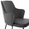 ARMCHAIR “TRIANA”  GREY VELVET WITH BLACK METAL LEGS 57x62x87H CM.