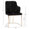 ARMCHAIR “SOLANA”  BLACK VELVET WITH METAL LEGS IN GOLD COLOR 54x63x87H CM.