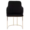 ARMCHAIR “SOLANA”  BLACK VELVET WITH METAL LEGS IN GOLD COLOR 54x63x87H CM.