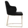 ARMCHAIR “SOLANA”  BLACK VELVET WITH METAL LEGS IN GOLD COLOR 54x63x87H CM.