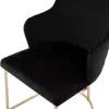 ARMCHAIR “SOLANA”  BLACK VELVET WITH METAL LEGS IN GOLD COLOR 54x63x87H CM.