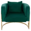 TIANA ARMCHAIR WITH GOLD METAL FRAME AND LOW BACK IN A SEMI-CIRCULAR ARRANGEMENT