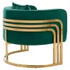 TIANA ARMCHAIR WITH GOLD METAL FRAME AND LOW BACK IN A SEMI-CIRCULAR ARRANGEMENT