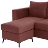 ΡONZA corner sofa, dusty pink, high leg, 2pcs, reversible, stain-resistant and water-repellent fabric