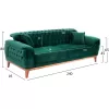 BENNINGTON 3-seater sofa-bed, cypress green velvet, 240x95x80