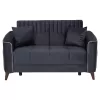 2-seater sofa-bed, grey, storage space 140x80x87Η