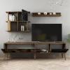 TV FURNITURE COMBO MELAMINE WALNUT AND BLACK MARBLE LOOK 180x33.8x48.6Hcm.