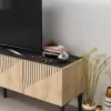 TV FURNITURE MELAMINE NATURAL COLOR AND BLACK MARBLE LOOK TOP 154x37x45Hcm.