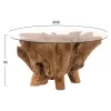 LIVING ROOM TABLE ROUND TEAK ROOT TEMPERED GLASS D100x46H cm.