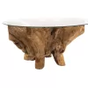 LIVING ROOM TABLE ROUND TEAK ROOT TEMPERED GLASS D100x46H cm.