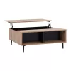 COFFEE TABLE MARGARIT LIFTABLE MELAMINE IN OAK-GREY COLOR 100x58x39-53Ycm.