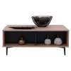 COFFEE TABLE MARGARIT LIFTABLE MELAMINE IN OAK-GREY COLOR 100x58x39-53Ycm.