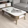 COFFEE TABLE MELAMINE  IN WHITE-WALNUT COLOR 105x60x34.6Hcm.