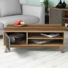 COFFEE TABLE  MELAMINE WITH CABINET WALNUT & BLUE 105x60x38.2Hcm.