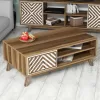 COFFEE TABLE  MELAMINE WITH CABINET WALNUT & WHITE 105x60x38.2Hcm.