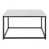 COFFEE TABLE BRAYLEN  SQUARE MELAMINE IN WHITE MARBLE LOOK- BLACK BASE 75x75x43Hcm.