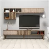 TV FURNITURE SET  MELAMINE IN WALNUT-WHITE 180x35x40Hcm.