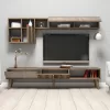 TV FURNITURE SET  MELAMINE IN WALNUT-WHITE 180x35x40Hcm.