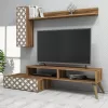 TV FURNITURE SET  MELAMINE IN WALNUT AND WHITE COLOR 150x37.2x37.8Hcm.