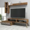 TV FURNITURE SET  MELAMINE IN WALNUT AND WHITE COLOR 150x37.2x37.8Hcm.