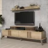 TV COMBO FURNITURE  MELAMINE IN NATURAL OAK  COLOR 168x39x51.6Hcm