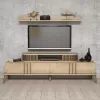 TV COMBO FURNITURE  MELAMINE IN NATURAL OAK  COLOR 168x39x51.6Hcm