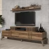 TV COMBO FURNITURE  MELAMINE IN WALNUT COLOR 168x39x51.6Hcm