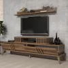 TV COMBO FURNITURE  MELAMINE IN WALNUT COLOR 168x39x51.6Hcm