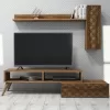 TV FURNITURE SET  MELAMINE IN WALNUT COLOR 150x37.2x37.8Hcm.