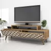 TV STAND MELAMINE  IN WALNUT AND CREAM COLOR 140x41.8x48.8Hcm.