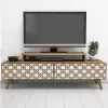 TV STAND MELAMINE  IN WALNUT AND CREAM COLOR 140x41.8x48.8Hcm.