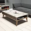 LIVING ROOM COMPOSITION  3PCS WALNUT-WHITE MARBLE LOOK