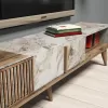 LIVING ROOM COMPOSITION  3PCS WALNUT-WHITE MARBLE LOOK