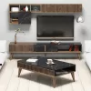 LIVING ROOM COMPOSITION  2PCS IN WALNUT-BLACK MARBLE LOOK