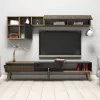 LIVING ROOM COMPOSITION  2PCS IN WALNUT-BLACK MARBLE LOOK