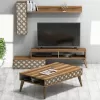 LIVING ROOM COMPOSITION  2PCS MELAMINE IN WALNUT-CREAM