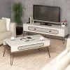 LIVING ROOM COMPOSITION  2PCS MELAMINE IN CREAM-WALNUT