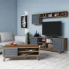 LIVING ROOM COMPOSITION  2PCS MELAMINE IN WALNUT-BLUE