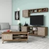 LIVING ROOM COMPOSITION  2PCS MELAMINE IN WALNUT-WHITE