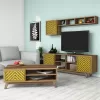 LIVING ROOM COMPOSITION  2PCS MELAMINE IN WALNUT-YELLOW